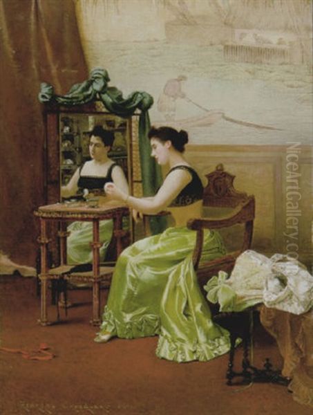 Dans Le Boudoir Oil Painting by Georges Croegaert