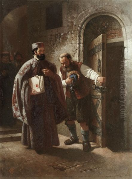 Visiting The Prisoner Oil Painting by Ernest Crofts