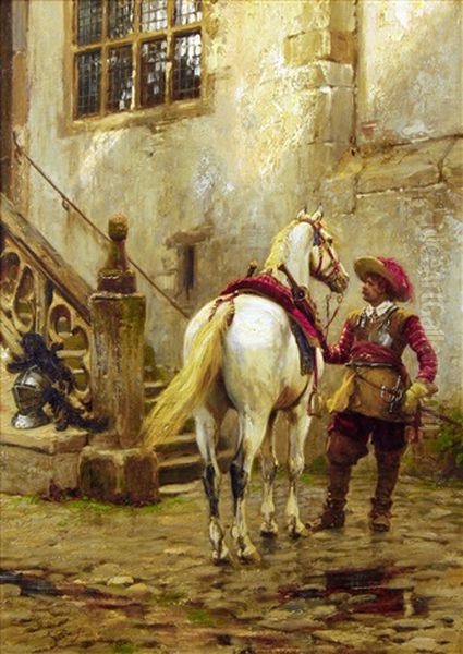 A Fresh Horse Oil Painting by Ernest Crofts