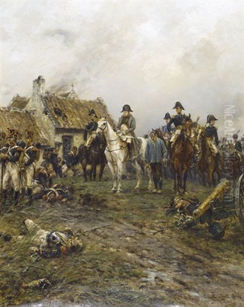 Napoleon Mit Soldaten Bei Der Schlacht Von Waterloo Oil Painting by Ernest Crofts