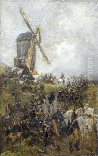 Schlacht Von Waterloo (study) Oil Painting by Ernest Crofts