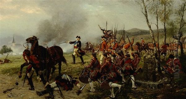 George Ii At The Battle Of Dettingen Oil Painting by Ernest Crofts