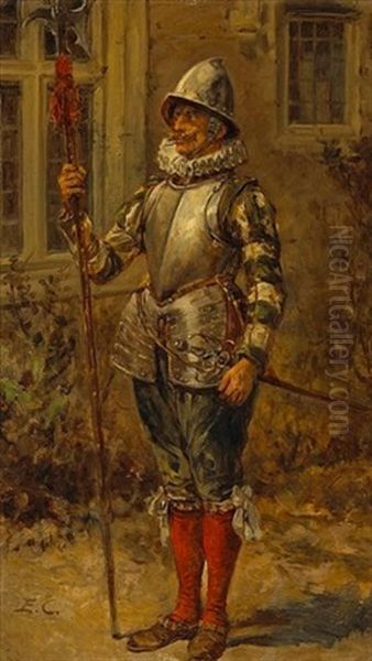 On Guard (+ The Meeting Place; Pair) Oil Painting by Ernest Crofts