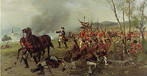 George Ii At The Battle Of Dettingen Oil Painting by Ernest Crofts