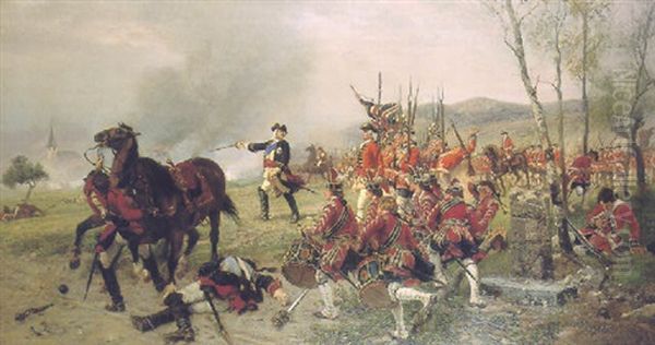 George Ii At The Battle Of Dettingen Oil Painting by Ernest Crofts