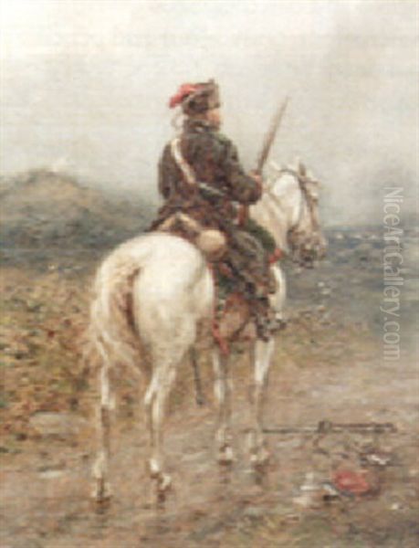 Mounted Cavalryman Oil Painting by Ernest Crofts