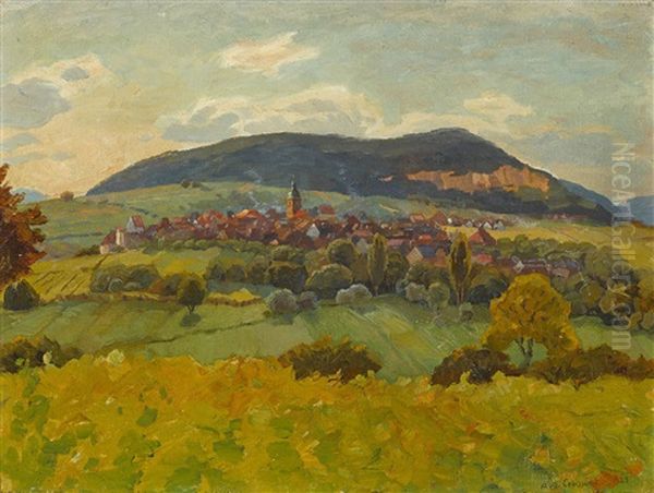 Blick Auf Frankweiler In Der Pfalz Oil Painting by August Croissant