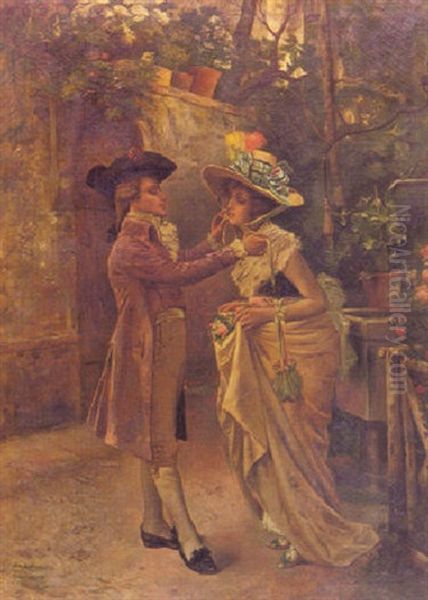 A Lady And Her Gentleman Oil Painting by Aristide-Onesime Croisy