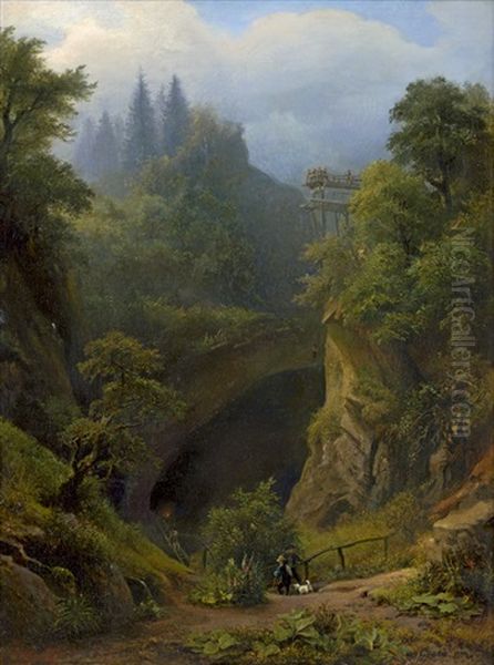 Landschaft Mit Der Grube Buchenberg Bei Wernigerode Oil Painting by Georg Heinrich Crola