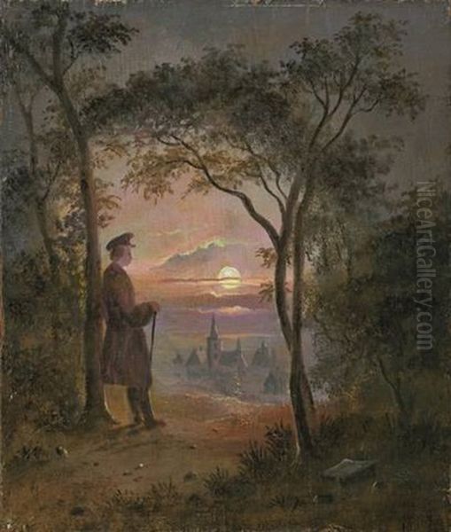 Abendstimmung Oil Painting by Georg Heinrich Crola