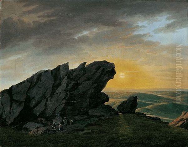 Sonnenuntergang Im Harz Oil Painting by Georg Heinrich Crola