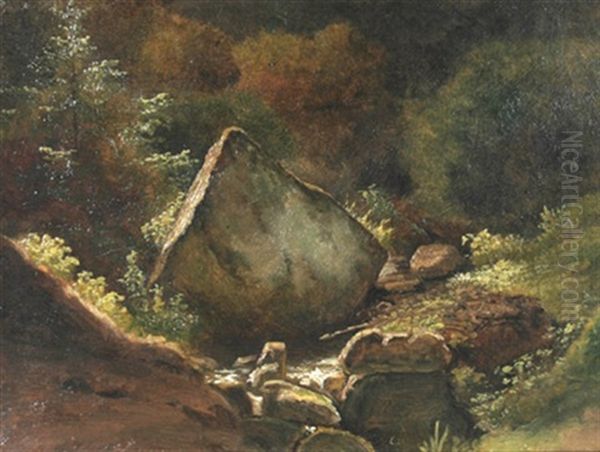 Waldlandschaft Mit Findling Oil Painting by Georg Heinrich Crola