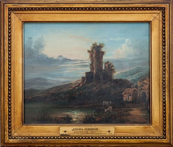 Landscape With Ruins Oil Painting by John Crome the Elder