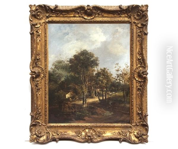 Figures In A Wooded Landscape With Cottage Oil Painting by John Crome the Elder