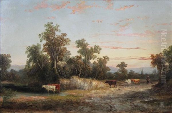 Cattle In Landscape Oil Painting by John Crome the Elder