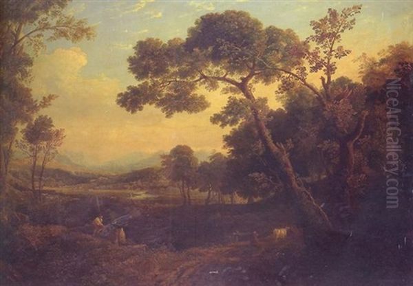 Paysage Avec Paysan Rentrant Son Troupeau Oil Painting by John Crome the Elder