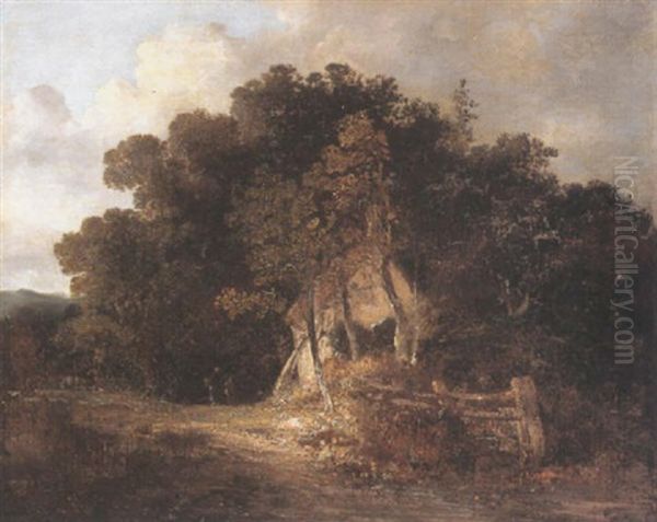 Wooded Landscape With Cottage, Near Norwich Oil Painting by John Crome the Elder