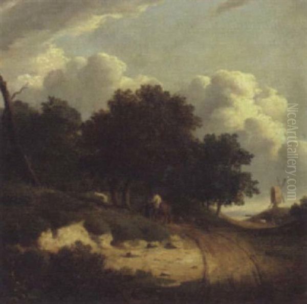 Rustics On A Country Road Oil Painting by John Crome the Elder