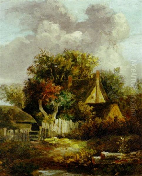 A River Landscape With A Cottage Oil Painting by John Crome the Elder