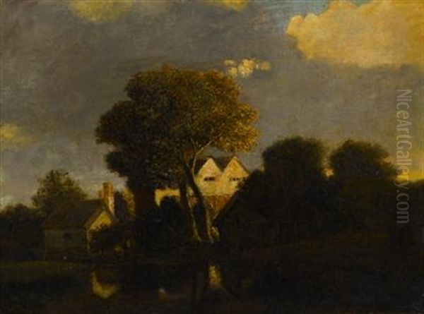 Houses In A Woodland Setting Oil Painting by John Berney Crome