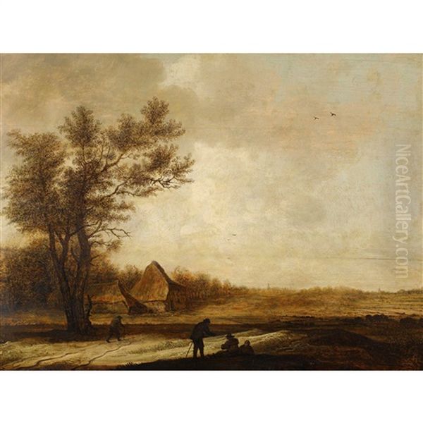 Weite Landschaft Mit Bauernhaus Und Rastenden Bauern Oil Painting by Anthony Jansz van der Croos