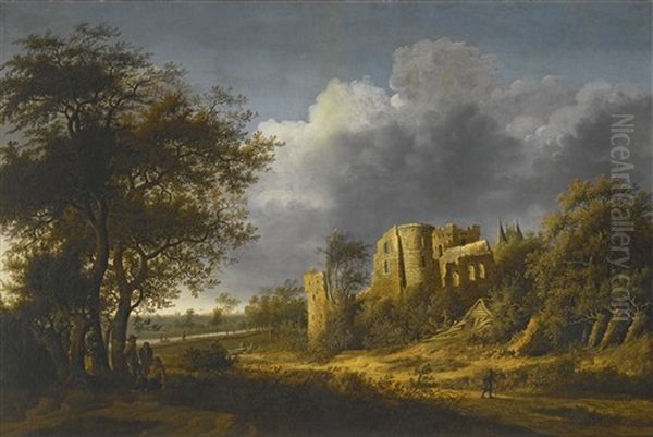 A Landscape With The Ruined Castle Of Egmond Oil Painting by Anthony Jansz van der Croos