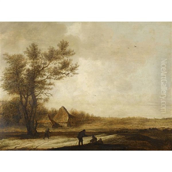 Weite Landschaft Mit Bauernhaus Und Rastenden Bauern by Anthony Jansz van der Croos