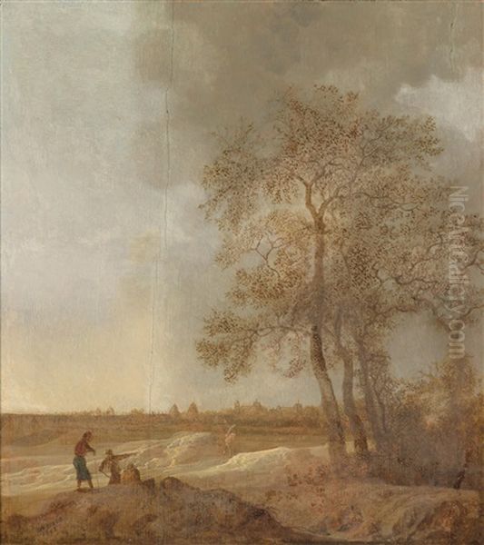 Dunenlandschaft Mit Wanderern Oil Painting by Anthony Jansz van der Croos