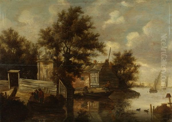 Landscape With Fishermen Oil Painting by Anthony Jansz van der Croos