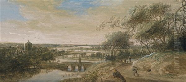 Weite Flusslandschaft Mit Wanderern by Anthony Jansz van der Croos