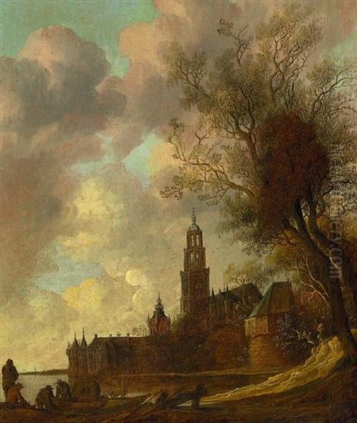 Ansicht Von Rhenen Oil Painting by Anthony Jansz van der Croos