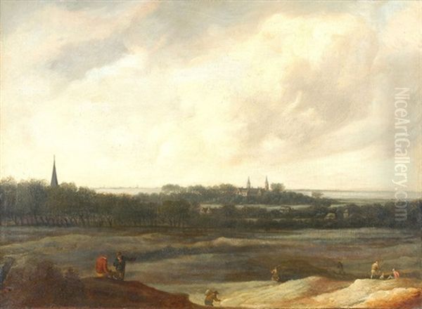 Weite Landschaft Mit Arbeitenden Bauern, Im Hintergrund Ein Dorf Oil Painting by Anthony Jansz van der Croos