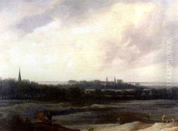 Weite Landschaft Mit Arbeitenden Bauern, Im Hintergrund Ein Dorf Oil Painting by Anthony Jansz van der Croos