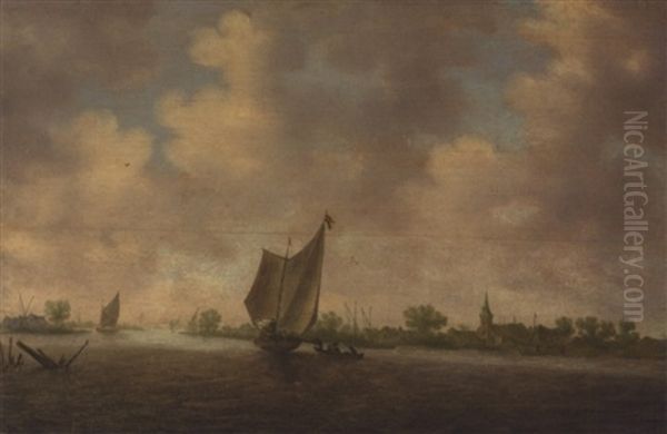 Paysage Fluvial Oil Painting by Anthony Jansz van der Croos