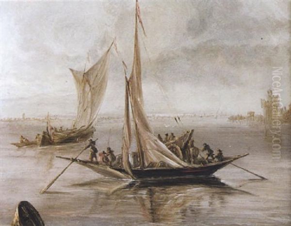 Vue D'un Estuaire Avec Bateaux Oil Painting by Anthony Jansz van der Croos