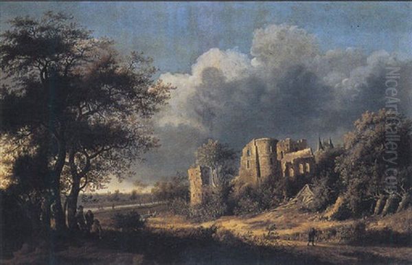 The Ruins Of Slot Egmond Oil Painting by Anthony Jansz van der Croos