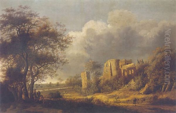 The Ruins Of Slot Egmond Oil Painting by Anthony Jansz van der Croos