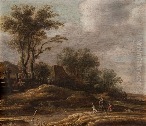 Landscape With Resting People Oil Painting by Jan Jacobsz Van Der Croos