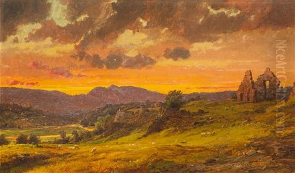 Ruins At Sunset Oil Painting by Jasper Francis Cropsey