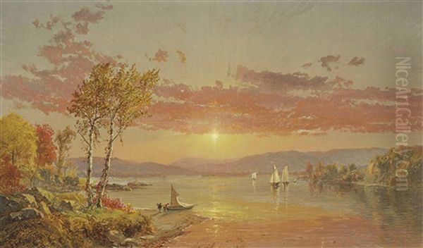 Sailing On The Lake Oil Painting by Jasper Francis Cropsey