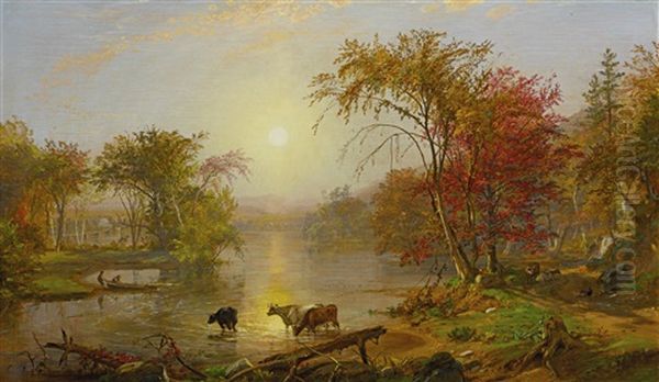 Indian Summer On The Susquehanna Oil Painting by Jasper Francis Cropsey