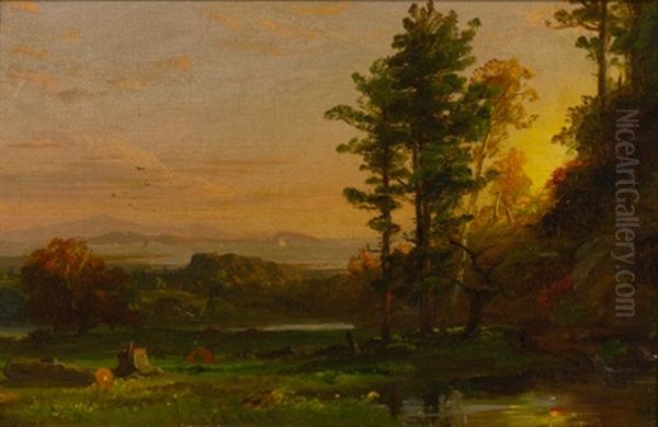 Landscape Study Oil Painting by Jasper Francis Cropsey