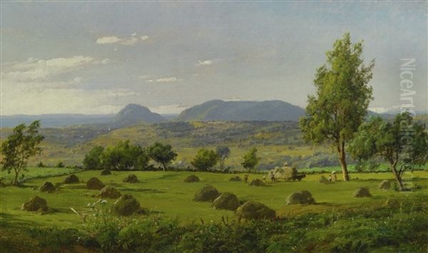 Mounts Adam And Eve-haymaking Oil Painting by Jasper Francis Cropsey