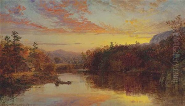 Sunset On Greenwood Lake Oil Painting by Jasper Francis Cropsey