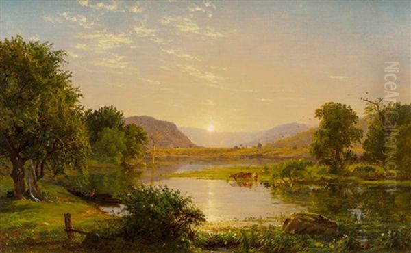 Preparing The Boats At Greenwood Lake Oil Painting by Jasper Francis Cropsey