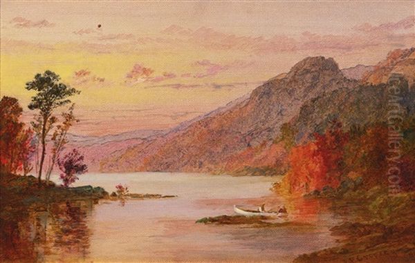 A Lake In The Catskill Mountains Oil Painting by Jasper Francis Cropsey