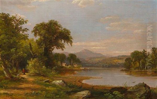 River Landscape Oil Painting by Jasper Francis Cropsey