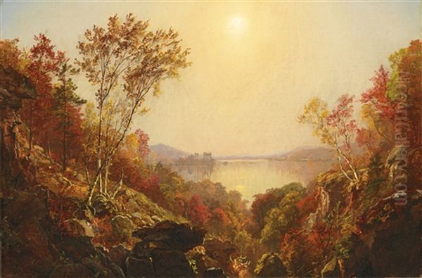 The Greenwood Lake Oil Painting by Jasper Francis Cropsey