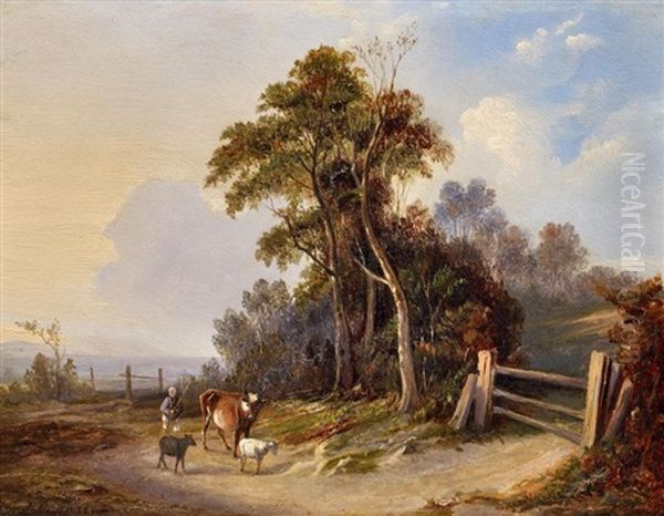 Amerikanische Landschaft Mit Hirten (hudson Valley?) Oil Painting by Jasper Francis Cropsey