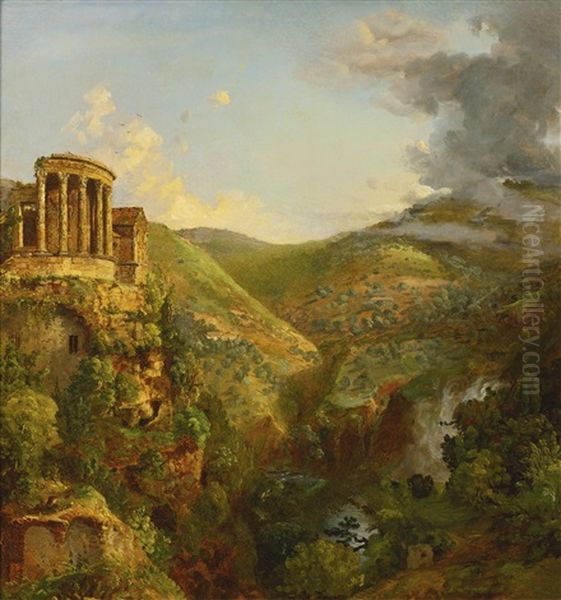 The Temple Of The Sibyl, Tivoli Oil Painting by Jasper Francis Cropsey